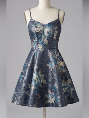 City Studio Navy Floral Fit-and-Flare Mini Dress